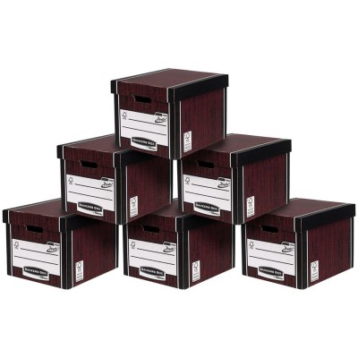 Fellowes Premium Tall Document Storage Boxes 10 pk Woodgrain