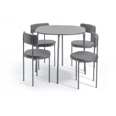 Habitat Jayla Metal Grey Dining Table & 4 Grey Chairs