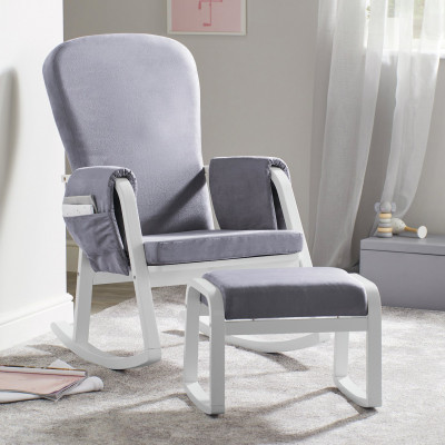 Ickle Bubba Dursley Rocking Chair and Stool &ndash; Pearl Grey