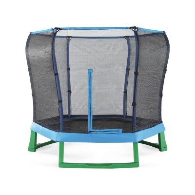 PLUM  7FT JNR JUMP TRAMP ENCL BLUE GREEN