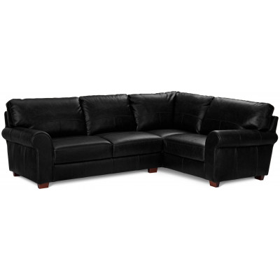Habitat Salisbury Leather Right Hand Corner Sofa - Black