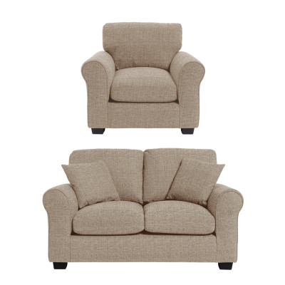 Argos Home Lisbon Fabric Chair & 2 Seater Sofa - Stone