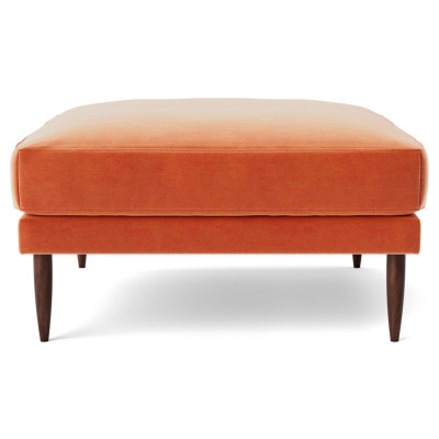 Swoon Kalmar Velvet Ottoman Footstool - Burnt Orange