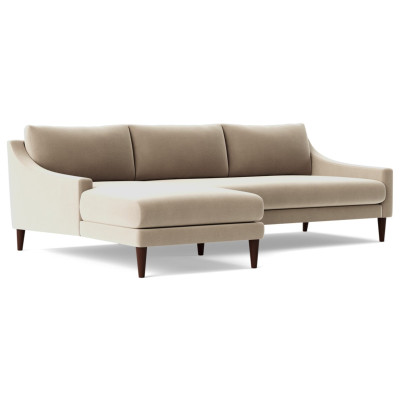 Swoon Turin Velvet Left Hand Corner Sofa - Taupe