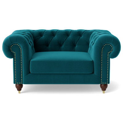 Swoon Winston Velvet Cuddle Chair - Kingfisher Blue