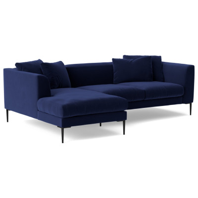 Swoon Alena Velvet Left Hand Corner Sofa - Ink Blue