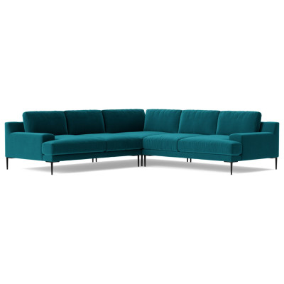 Swoon Almera Velvet 5 Seater Corner Sofa - Kingfisher Blue