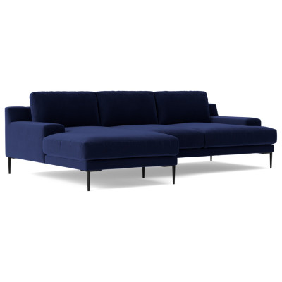 Swoon Almera Velvet Left Hand Corner Sofa - Ink Blue