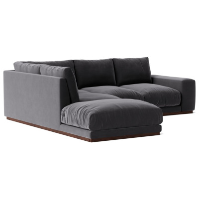 Swoon Denver Velvet Left Hand Corner Sofa - Granite Grey
