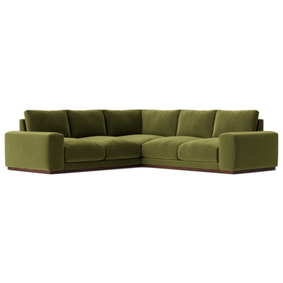 Swoon Denver Velvet 5 Seater Corner Sofa - Fern Green