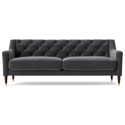 Swoon Pritchard Velvet 3 Seater Sofa - Granite Grey