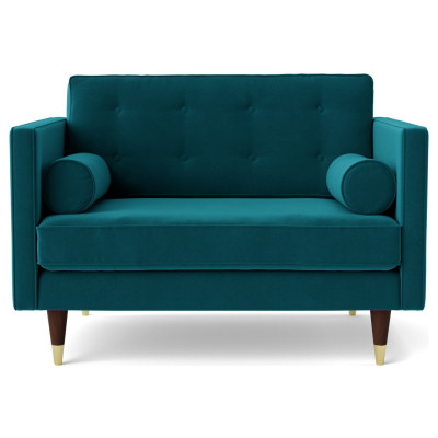 Swoon Porto Velvet Cuddle Chair - Kingfisher Blue