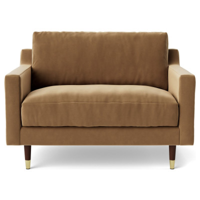 Swoon Rieti Velvet Cuddle Chair - Biscuit