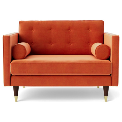 Swoon Porto Velvet Cuddle Chair - Burnt Orange