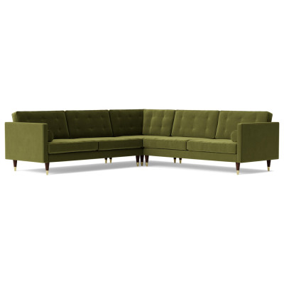 Swoon Porto Velvet 5 Seater Corner Sofa - Fern Green