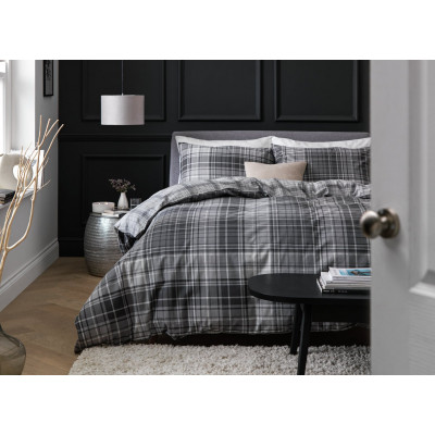 Habitat Grey Brushed Check Bedding Set - King
