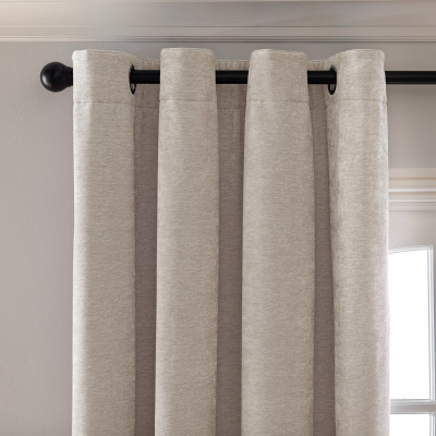 Habitat Plain Chenille Blackout Eyelet Curtains - Cream