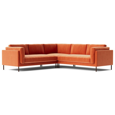 Swoon Munich Velvet 5 Seater Corner Sofa - Burnt Orange