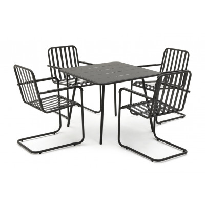 Habitat Indu 4 Seater Metal Patio Set - Black
