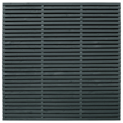 Forest Garden Double Slatted Fence Panel Grey x5