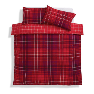 Habitat Brushed Cotton Red Check Bedding Set - Double
