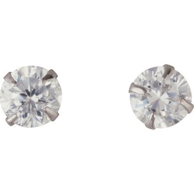 Revere 9ct White Gold Round Cubic Zirconia 4mm Stud Earrings