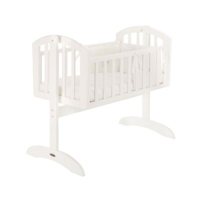 SWINGING CRIB W WITH MAT & WHITE BED