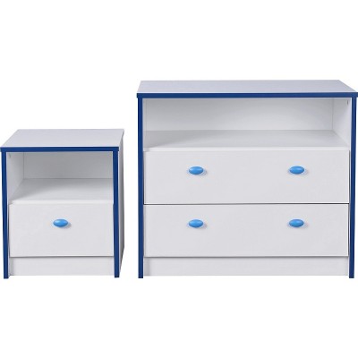 Newport 2 Drawer Chest and Bedside Chest Package - Blue
