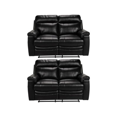 Argos Home Paolo Pair of 2 Seater Manual Recline Sofa -Black
