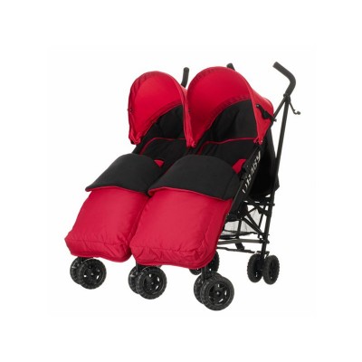 Obaby Apollo Twin Stroller - Red with Red Footmuffs