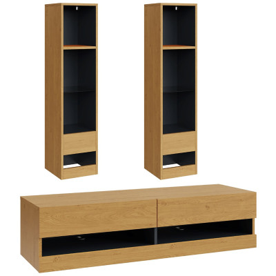 GFW LEON 120 TV UNIT 2 SHELF UNITS OAK