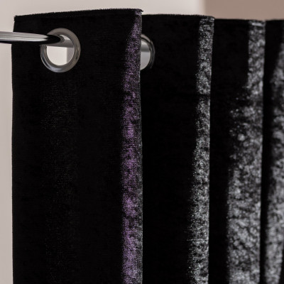 Argos Home Crushed Velvet Fully Lined Eyelet Curtains -Black