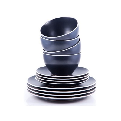 MERLOT GRAPHITE 12PC DINNER SET