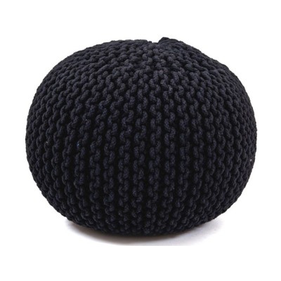 BLACK HAND KNITTED POUF                 