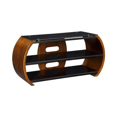 JUAL WALNUT EFFECT CURVED GLASS TV STAND