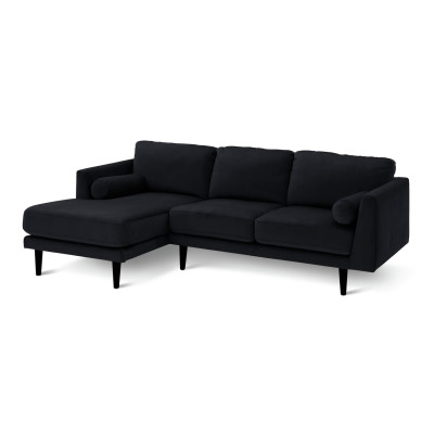 Habitat Jacob Velvet Left Hand Corner Sofa - Black