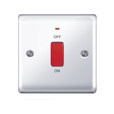  CHROME 45A SINGLE COOKER LIGHT SWITCH  