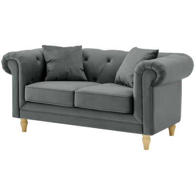 Habitat Clarendon Chesterfield Velvet 2 Seater Sofa-Charcoal