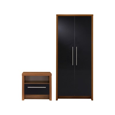 Camden 2 Piece 2 Door Wardrobe Package - Walnut & Black.