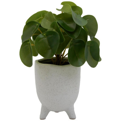 Habitat Artificial Green Money Plant in White Ceramic Pot