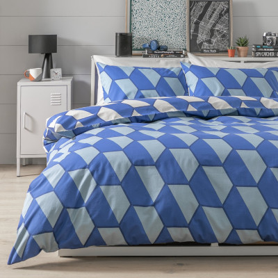 Argos Home Industrial Hex Geo Blue Bedding Set - Single