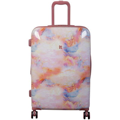 IT Hard Large Expandable 8 Wheel Suitcase - Marble Effect