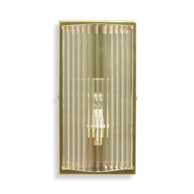 Habitat Globe Glass Ribbed Bathroom Wall Light - Brass