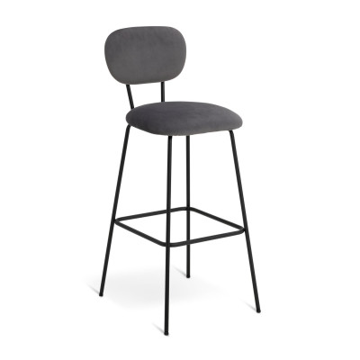 Habitat Ariana Pair of Velvet Bar Stools - Dark Grey