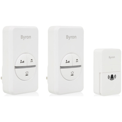 Byron DBY-23445BS 100m Plug-In Doorbell - Twin, White
