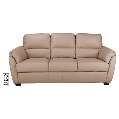 Argos Home Trieste 3 Seater Leather Sofa - Taupe