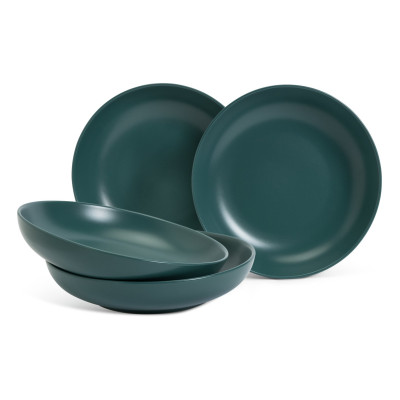 Habitat Matte Glaze 4 Piece Stoneware Pasta Bowls - Teal