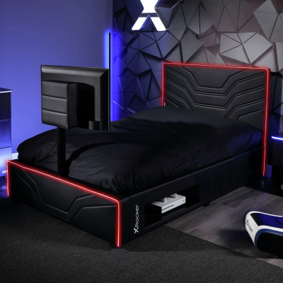XROCKER ORACLE TV GAMING BED DBL BLACK