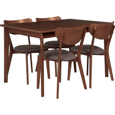 MERRICK WALNUT TABLE 4 FAUX CHAIRS
