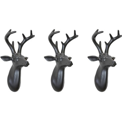 Arthouse Set of 3 Mini Stag Head Ornaments - Dark Grey
